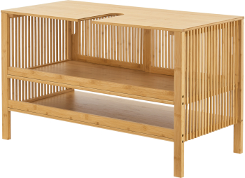 Dulap tip Masca Chiuveta cu Rafturi Depozitare din Lemn de Bambus Culoare Lemn Natur Dimensiuni 60x100x45 cm 