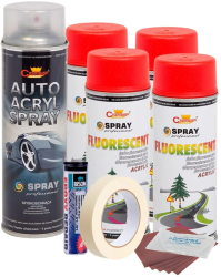 Kit complet reparatie si vopsire jante culoare Rosu Fluorescent V4 