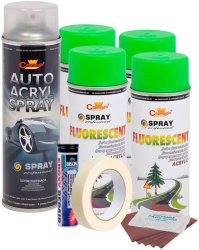 Kit complet reparatie si vopsire jante culoare Verde Fluorescent V4 