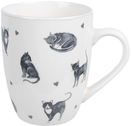 Set 6 cani ceramica alba gri Pisicute 12x8x10 cm 350 ml 