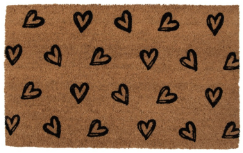 Covoras intrare casa fibre cocos maro negre Inimioare 75x45x1 cm 