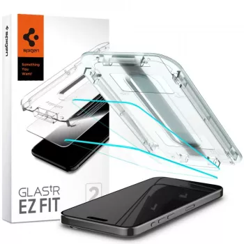 Folie pentru iPhone 15 Pro Max set 2 - Spigen Glas.tR EZ FIT - Clear 
