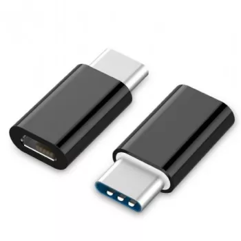 Adaptor micro USB mama to Type-C tata cu Agatatoare Breloc inclusa Negru