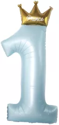Balon din Folie Metalizata Flippy Figurina Cifra 1 Model Coroana Print 91 cm Ambalaj Individual Pai inclus Umflare cu Aer sau Heliu 