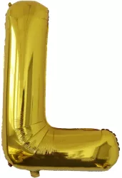 Balon Folie Metalizata Litera L Flippy 80 cm Umflati cu Heliu sau Aer Ambalaj Individual Pai inclus Auriu 