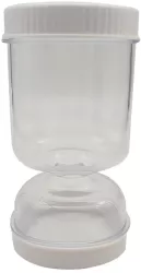 Borcan pentru Muraturi Flippy cu Separator pentru Lichide Ermetic Termorezistent Tip Clepsidra 2 Furculite Incluse ABS Alb 18x9x9 c 