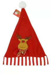 Caciulita de Mos Craciun Flippy cu model de Ren rosie marime universala material textil 