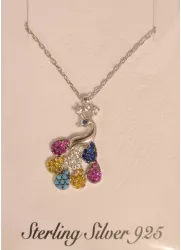 Colier Argint 925 Paun cu Coronita cu Zirconiu Colorat 
