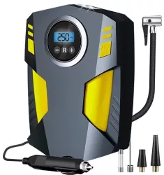 Compresor Auto Portabil cu Lanterna si Afisaj Electornic Flippy DC 12V 120W 35L/min Cablu de alimentare 3m Pompa Biciclete Moto Mingi 
