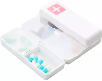 Cutie depozitare medicamente 7 compartimente sigilate individual pliabila portabila Flippy Alb/Rosu 