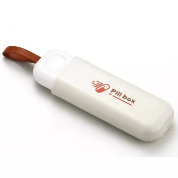 Cutie Depozitare Medicamente Flippy Portabila 3 Compartimente Tip Breloc Plastic Glisanta Alb 10.7x3.6x1.6 cm 