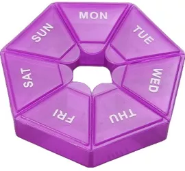 Cutie separator medicamente cu zilele saptamanii Flippy Plastic 7 compartimente Mov 