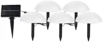 Decoratiune pentru gradina Flippy lampa solara in forma de ciuperca 5 ciuperci alb cald 
