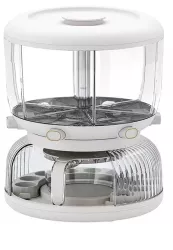 Dozator etajat de cereale Flippy rotativ 360 6 compartimente capacitate 10L cofrag special pentru oua vas pentru scurgerea cerealelor 