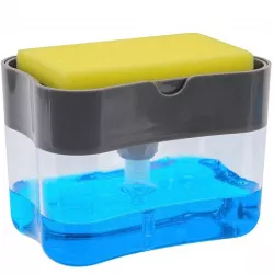 Dozator Flippy Dispenser 2 in 1 pentru Detergent Lichid de Vase sau pentru Obiecte Sanitare cu Suport pentru Burete de Bucatarie 14 x 10.5 