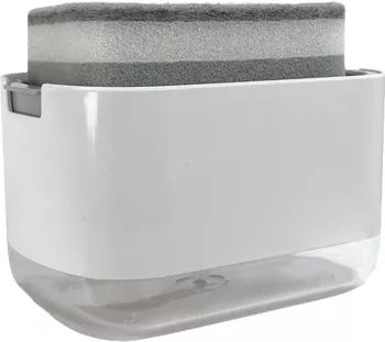 Dozator Flippy Dispenser 2 in 1 pentru Detergent Lichid de Vase sau pentru Obiecte Sanitare cu Suport pentru Burete de Bucatarie 8.6 x 14 