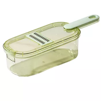 Feliator Multifunctional Flippy 3 in 1 pentru Fructe si Legume 6 Piese Maner Lame de Inox Recipient Stocare Protectie Mana ABS 35x 
