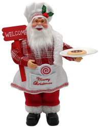 Figurina Decorativa Craciun Flippy Mos Craciun Bucatar 30 x 17 x 10 cm Material Plastic+Textil Interior/Exterior Rosu/Alb 