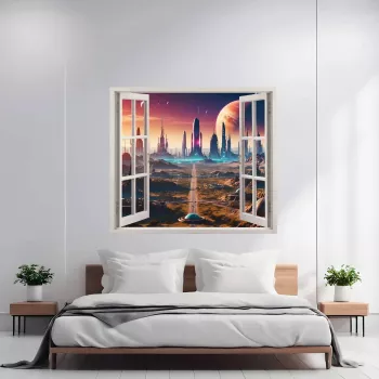 Folie imprimata color pentru decor perete locuinta dimensiune 125 x 110cm model VIEW TO HAVEN 03 