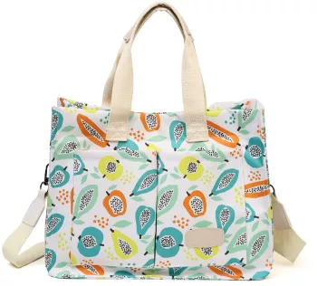 Geanta de Mana/Umar Multifunctionala Flippy Inchidere cu Capsa Imprimeu Fructe Material Textil 33.5 x 25 x 14.5 cm Multicolor 