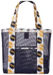 Geanta de Plaja Flippy din Plasa Transparenta Imprimeu Oops 43 x 10 x 33 cm Model pentru Umar Lungime Inferioara 33 cm Negru 