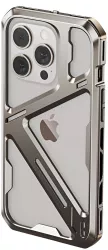 Husa de Protectie Armor Metal Compatibila cu iPhone 15 Pro Max Flippy Antizgariere Antisoc Protectie Supraincalzire Gri Metalizat 