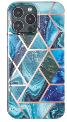 Husa protectie pentru Samsung S21 Ultra Soft IMD TPU Marble Geometric Albastru 