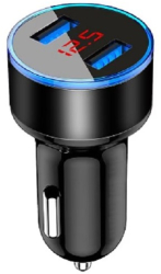 Incarcator Auto cu Afisaj Digital Flippy din Metal 3.1A Incarcare Rapida 6A PD+QC3.0 Dublu USB Negru 