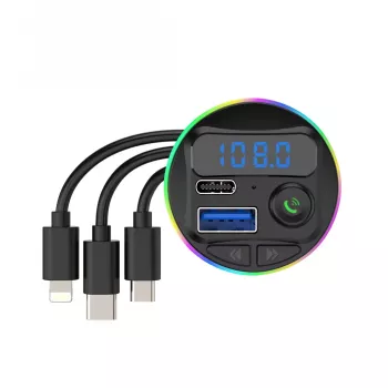 Incarcator Auto cu MP3 Player Flippy Port USB Fast Charge QC3.0 si Type C PD 20W Bluetooth 3 Mufe de Incarcare Negru 