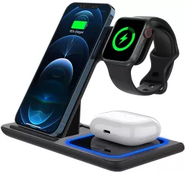 Incarcator Wireless Flippy Statie Incarcare 3 In 1 Qi Fast Charger 15W Incarcare Rapida Compatibil Cu Apple Watch Toate Seriile Airpods T 