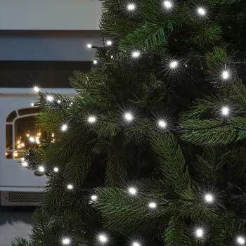 Instalatie de Craciun liniara Yoto 17 m din care 1 m cablu priza 220V 200 LED 8 jocuri de lumini beculet in 6 colturi pentru interior 