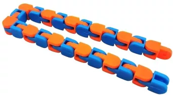 Jucarie Senzoriala Antistres Flippy Fidget Toys Puzzle de Imbinat Tip Sarpe 24 Piese +3 Ani Portocaliu/Albastru 