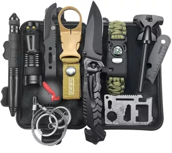 Kit supravietuire multifunctional 13 in 1 Flippy Instrumente profesionale agatatoare ghiozdan pentru Camping Drumetii Aventuri in aer l 