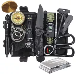Kit supravietuire multifunctional 16 in 1 Flippy Instrumente profesionale Agatatoare ghiozdan pentru Camping Drumetii Aventuri in aer l 