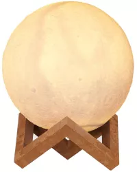 Lampa de veghe in forma de luna 3D Moon Light Alb Cald alimentare baterii stand plastic inclus 8 cm Flippy 