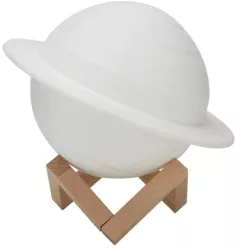 Lampa de veghe in forma de Saturn 3D Saturn Light alimentare baterii stand plastic inclus 15 cm Flippy Alb Cald 