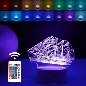 Lampa LED decorativa Flippy 3D Vapor cu telecomanda doua moduri de alimentare USB si baterii 20 cm inaltime din material acril si lum 