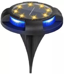 Lampa solara LED tip spot pentru gradina Flippy cu 4 leduri laterale multicolore si 8 leduri principale alb cald IP65 material ABS bater 