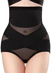 Lenjerie Modelatoare pentru Abdomen Flippy cu Talie Inalta si Corset Negru Push-Up Marimea L 