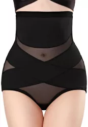 Lenjerie Modelatoare pentru Abdomen Flippy cu Talie Inalta si Corset Negru Push-Up Marimea M 