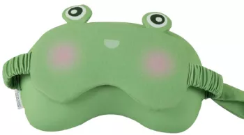 Masca de dormit Flippy 2 in 1 cu Tetiera din Particule de Spuma si Bumbac Model Broasca Verde 