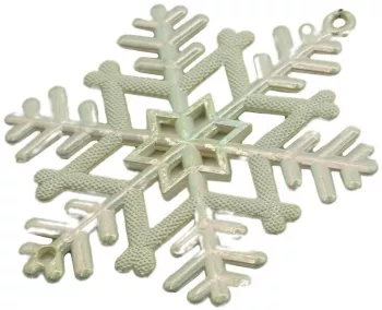 Ornament brad de Craciun Perlat in forma de Fulg de nea 8 cm x 8 cm Plastic Flippy 