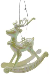 Ornament brad de Craciun Perlat in forma de Ren 11 cm x 11 cm Plastic Flippy 