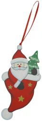 Ornament de brad Mos Craciun in caciula Flippy rosu lemn 14 cm 