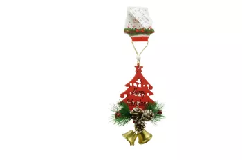 Ornament de brad pom de craciun Flippy rosu lemn 17 cm 