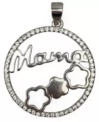 Pandantiv Jolie Silver Argint 925 Model Mama cerc cu flori Zirconiu 22 x 22 mm 3 g 