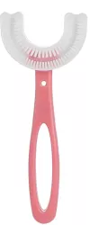 Periuta de Dinti in Forma de U Flippy pentru Copii 6-12 ani Peri Moi 12 cm Model Inima Culoare Roz 