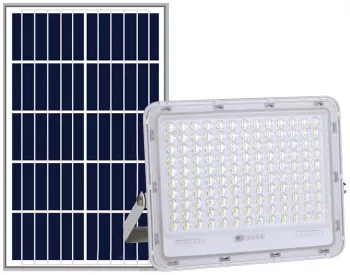 Proiector LED cu Panou Solar Flippy Senzor de lumina Waterproof 100W 23x18 cm suport U inclus panou afisaj nivel baterie telecomanda 