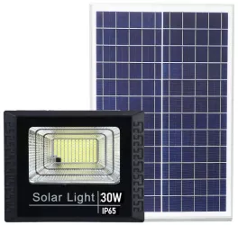 Proiector LED SMD 30W cu incarcare solara Flippy panou solar cu telecomanda suport prindere material ABS 1.2AH 100 LED-uri 93Lm 11.8 