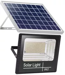 Proiector LED/Lampa solara de exterior Flippy 20 cm x 25 cm Rezistent la Apa IP67 cu Panou Solar 220 LED SMD 100W Senzor de lumina Ti 